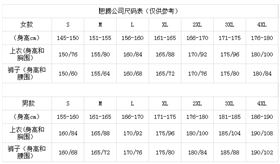 焦点娱乐尺码表